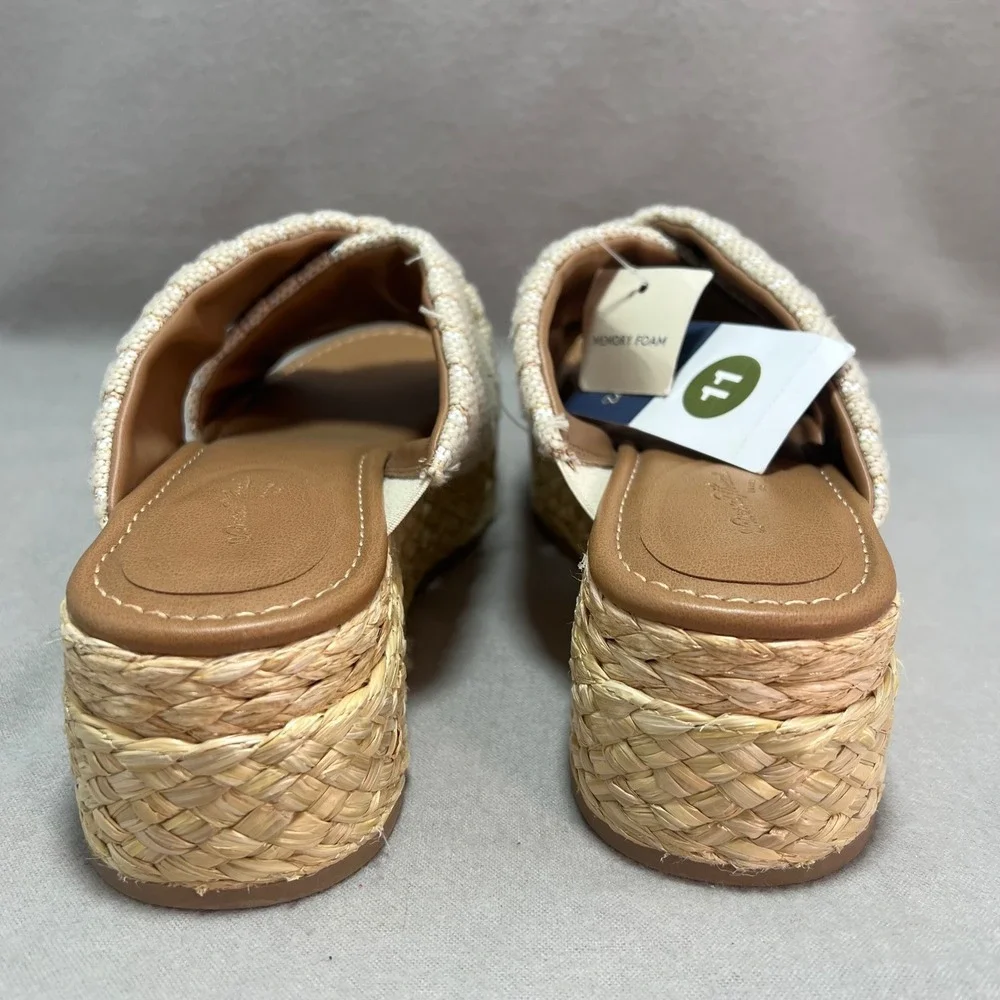 Universal Thread Desi Platform Slip On Sandals Light Beige Striped Espadrille 11